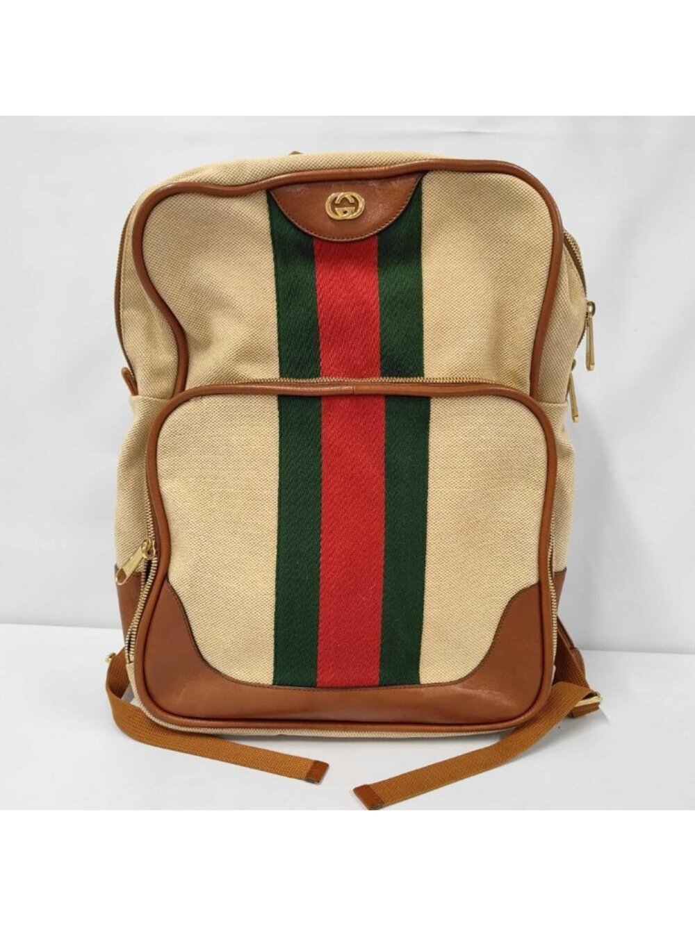 Gucci Vintage Web Canvas Backpack Sherry Line GG
